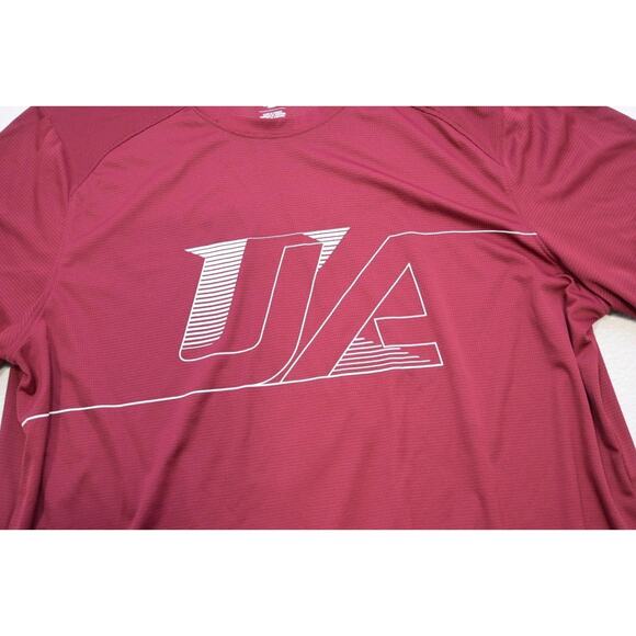 Under Armour Gym Shirt Fitted HeatGear Maroon Short Sleeve Mens Sz XL - Picture 6 of 9